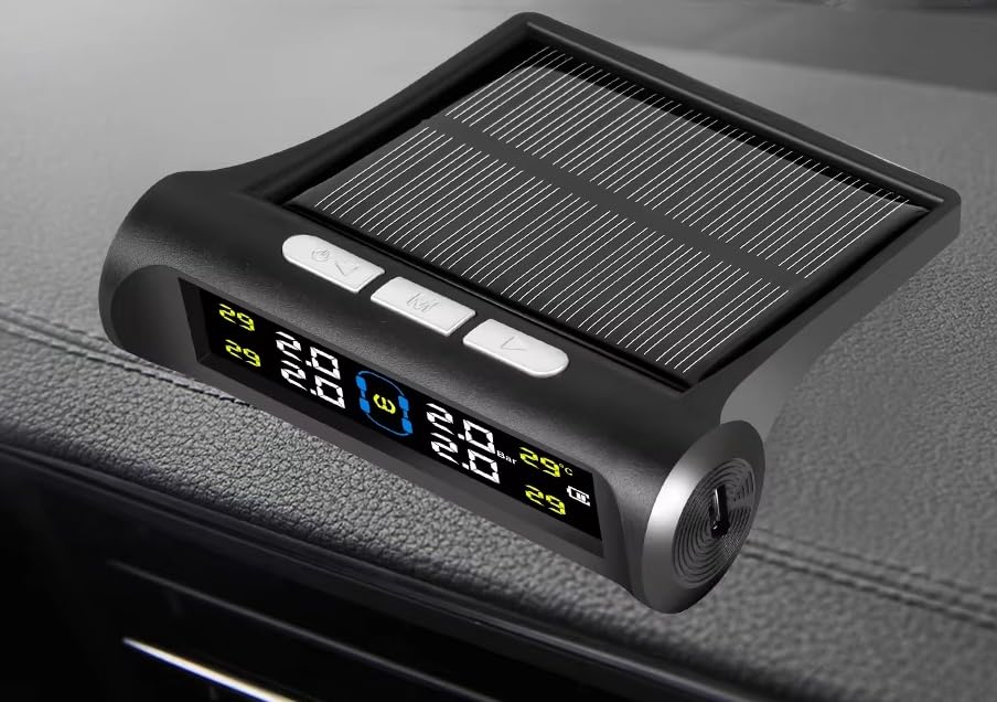 

zmart Intelligent TPMS Solar Tire Pressure Monitoring System with Parking Sensor, Temperature, and Tire Pressure Gauge for Cars