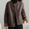 Coat for Women Autumn Winter PU Leather Thickened Faux Shearling Casual Oversize Double Layer Windbreaker Jacket