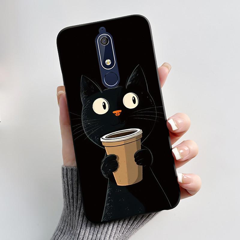Casing For Nokia 5.1 6.1 Aesthetic Luxury Cute Cool Boys Girls Soft silicone Phone Case Back Cover Black Matte Protective Shell