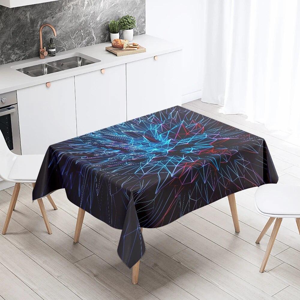Abstrakte geometrische Tischdecke in Schwarz und Weiß, personalisiert bedruckt, Restauranttischdekoration, Ornament