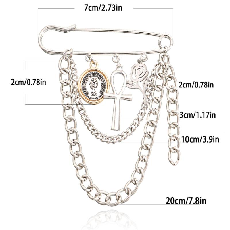 

[HF]#Fashion Valentine s Day Rose Flower Cross Tassel Metal Chain Brooches Pin For Women Clothing Coat Accessries Gifts