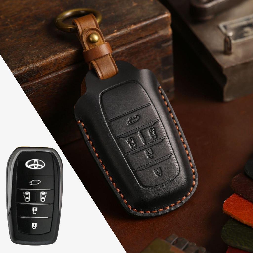 High-Quality Handmade Senna Cowhide Key Cover for Toyota Alpha