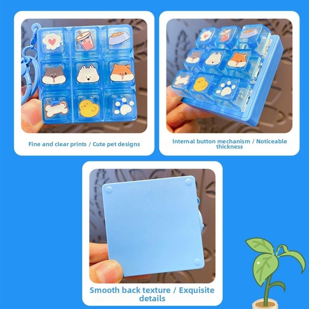 Stress Relief 9 Keys Fidget Keychain Cartoon Keyboard Clicker Keychain Student Gift