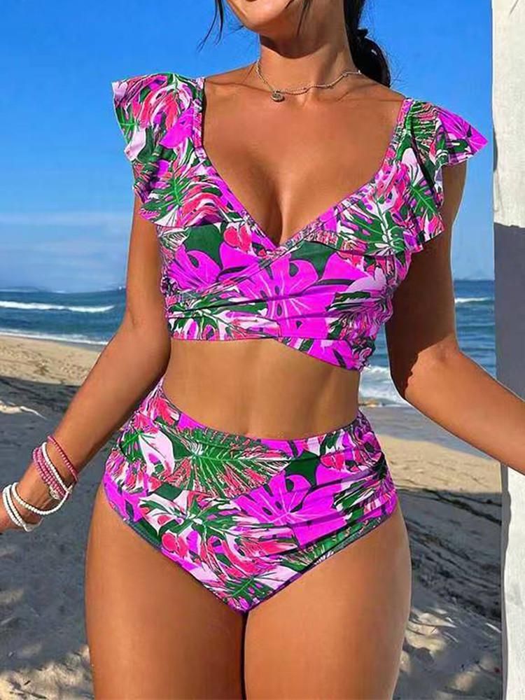 2025 European & American Women's Sexy Ruffle Backless Bikini Swimsuit
