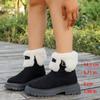 Low-heeled Warm Boots, Plus-size Shoes, Woolen Boots, Suede Low-top Snow Boots for Women