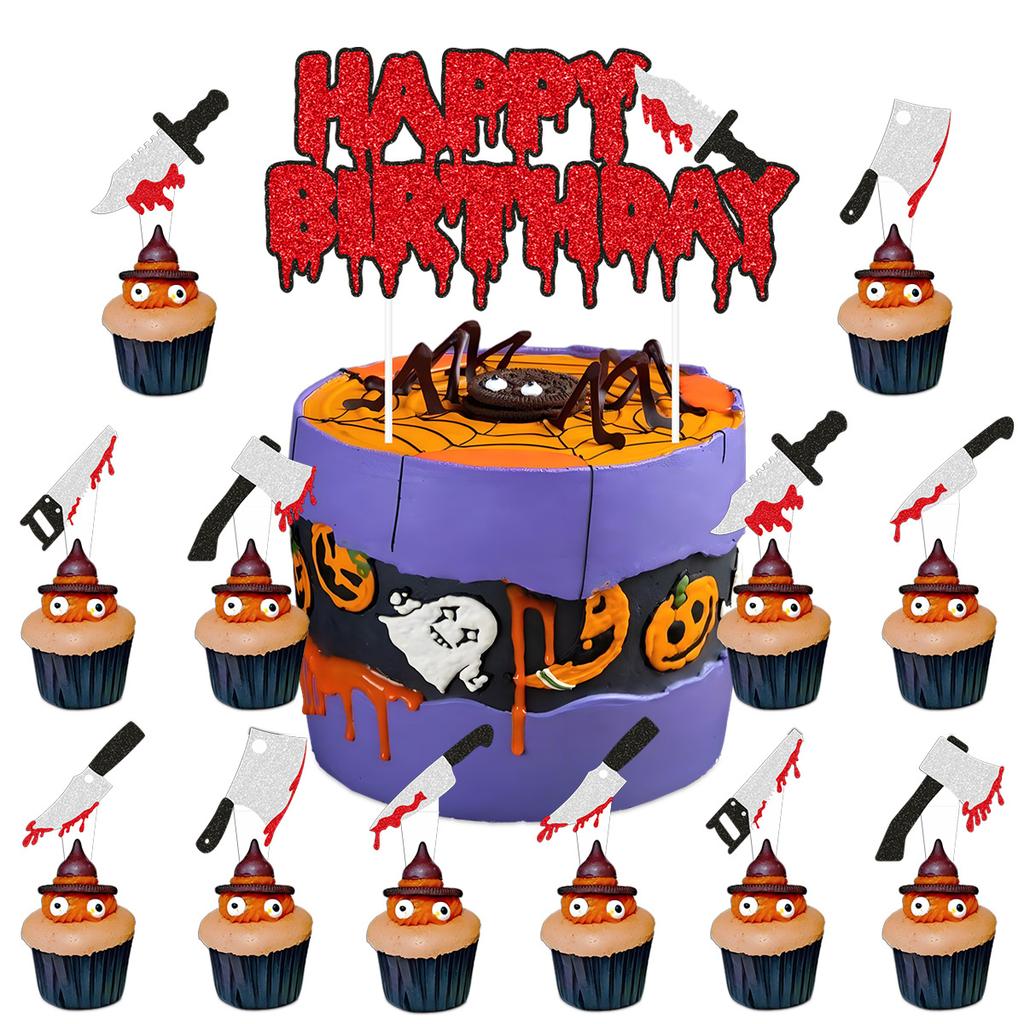 Halloween Bloody Horror Party Arrangement Bloody Handprint Birthday Flag Honeycomb Ornament Set