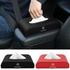 1PC PU Leather Car Tissue Box Hanging Ford Badge Paper Towel Bag Storage Stickers For Mercedes Benz A B C E S AMG CLA CLK GLA
