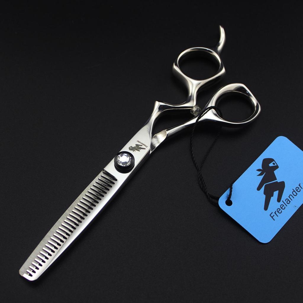6.0" Curved Handle Hairdressing Scissors - Bright Large Barber Shears, Straight & Thinning Shears for Bangs