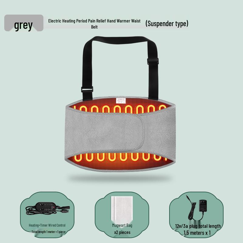 Electric Heating Lumbar & Abdomen Belt for Therapeutic Warmth and Comfort серый