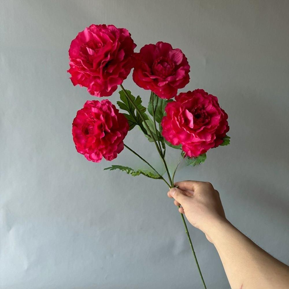 4 Heads Large Peony Artificial Flowers Long Branch Faux Silk Flower Wedding Decoration