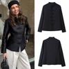 Women's Fashion Solid Color Stand Collar Frog Button Short Jacket