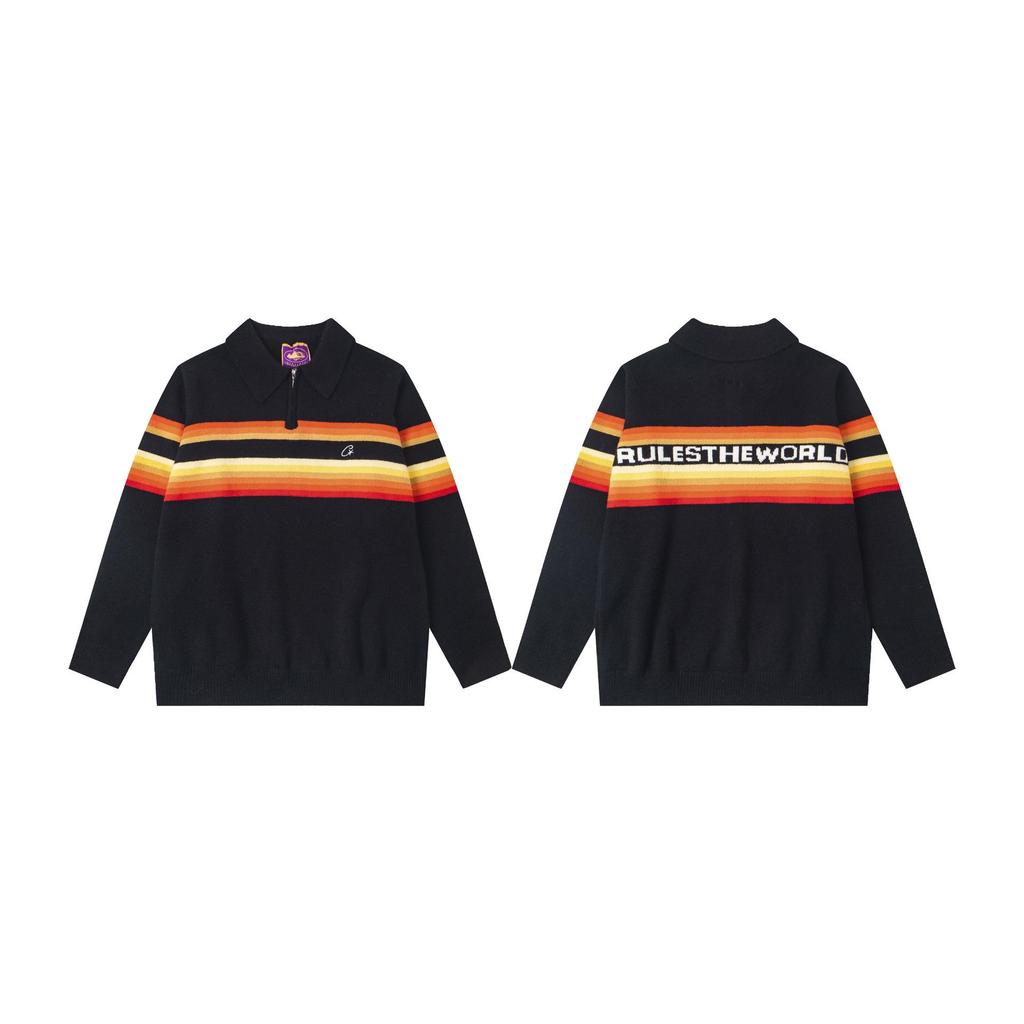 Cardigan Corteiz Tendência de Lã com Zíper - Jaqueta Unissex Hip Hop Streetwear Retrô Americano