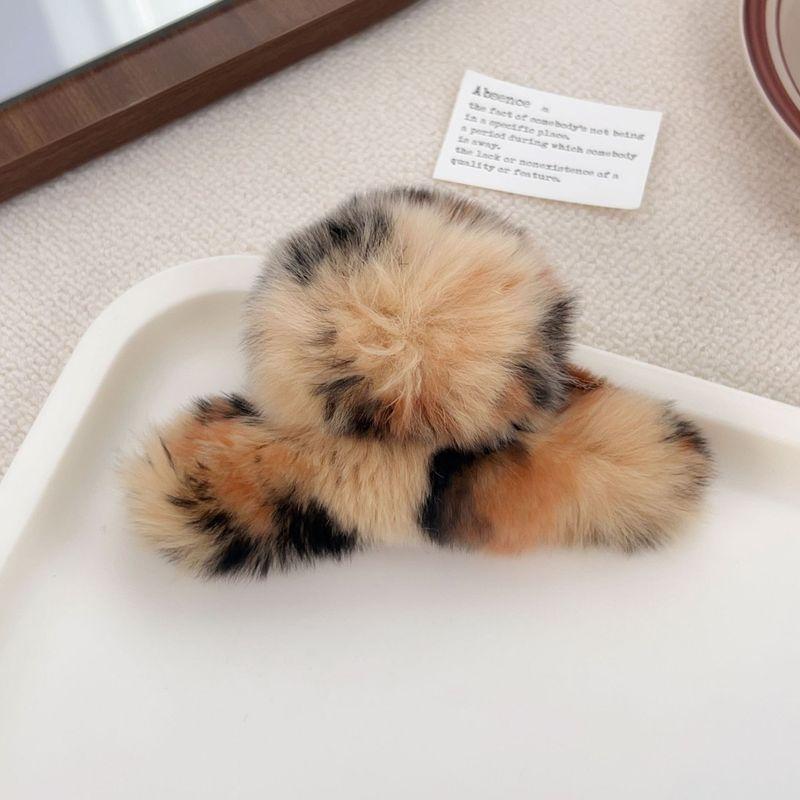 

1 шт. плюшевый краб для волос на осень и зиму, леопардовый принт, кроличий мех, клипса-акула, милая пушистая заколка для волос, головной убор, пушистый краб для волос, головной убор