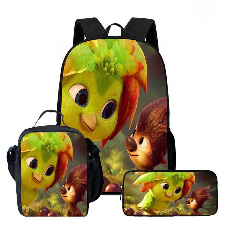 Kids Cartoon Backpack Lunch Bag Pencil Case 3-Piece Set With Fun Print Design School Use