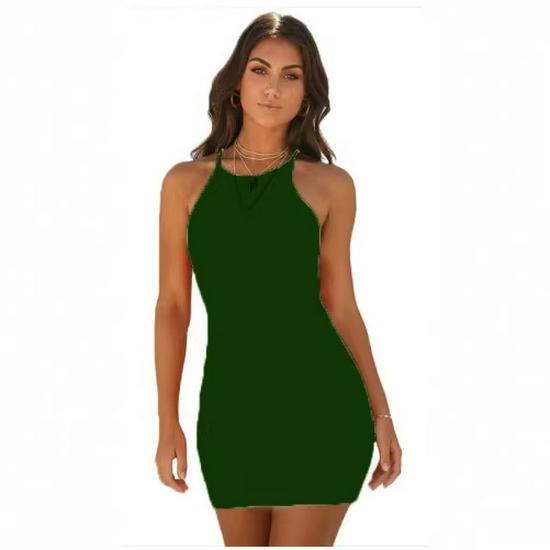 European and American Summer Sleeveless Solid Color Women's Dress