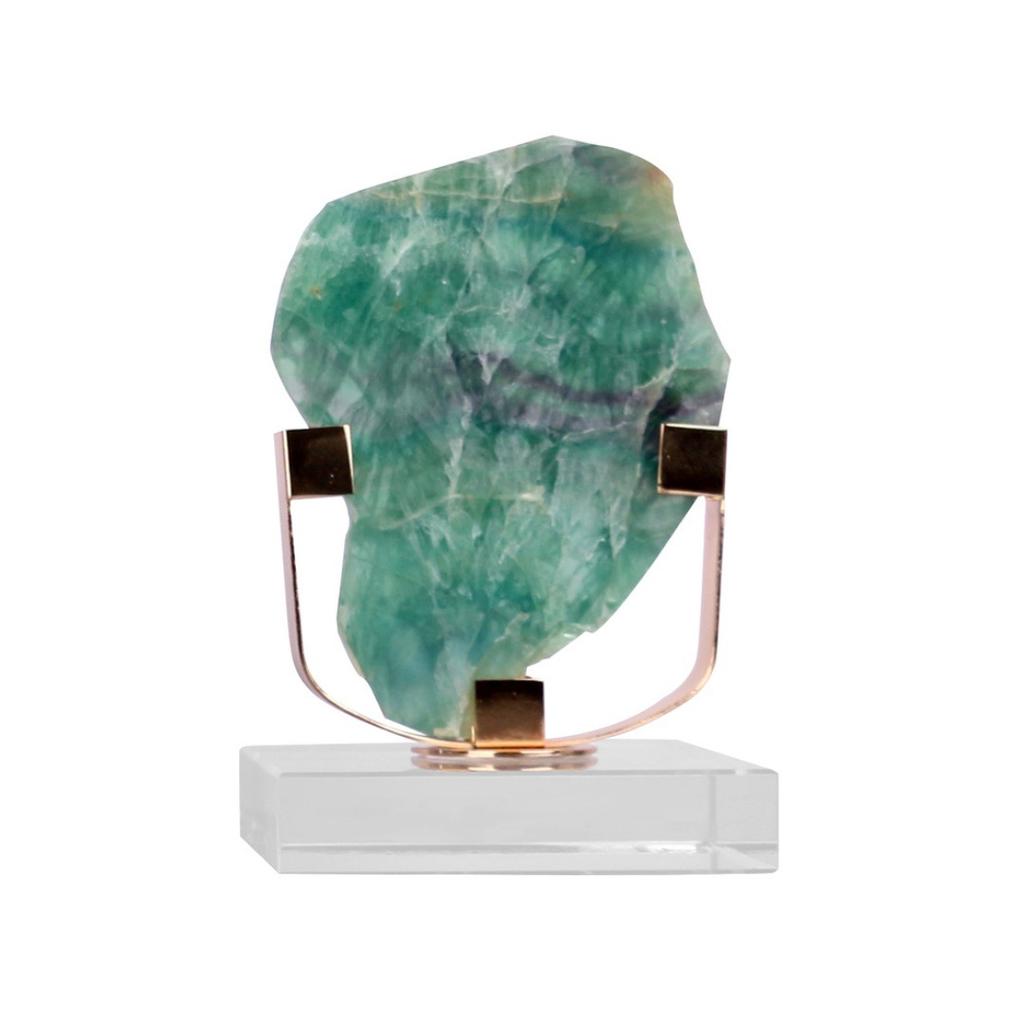 Natural Green Fluorite Crafts Sculpture Crystal Base Ornaments Desk Decoration Modern Crystal Artwork Room Aesthetics Decor