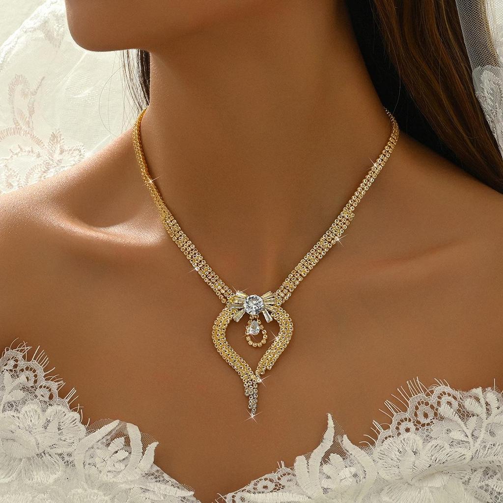Zircon Water Drop Choker Necklace - Elegant Luxury Jewelry for Autumn & Winter Dresses