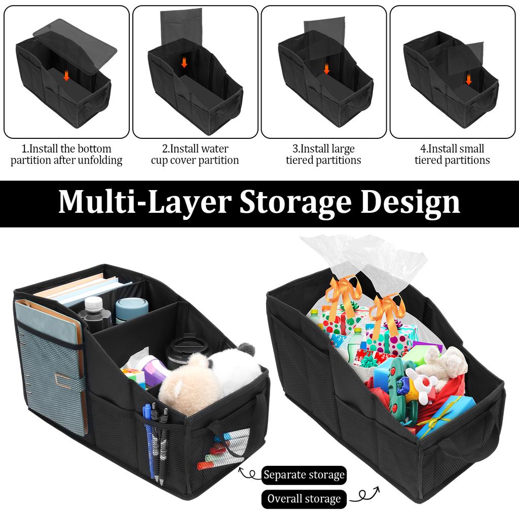 Car Trunk Storage Box Automotive Backseat Trunk Cargo Organiser Bin Folding Multi-Purpose For SUV MPV Auto Seat Back Box