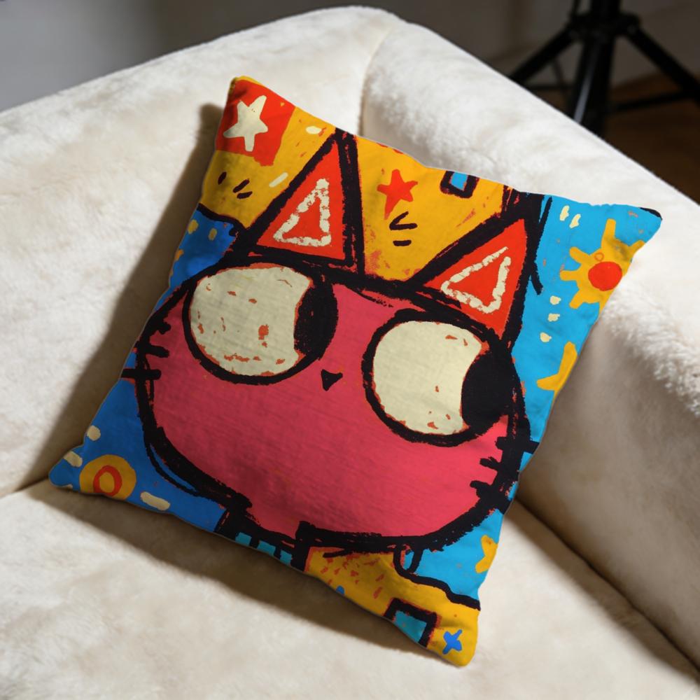 Doodle Cat Collection Cushion Cover Soft Decorative Pillow Case Suitable For Bedroom Sofa Car Travel Use