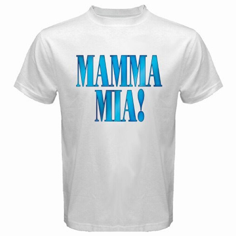 Белая футболка унисекс с музыкальным логотипом Mamma Mia S