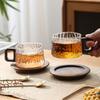 Wooden Handle Glass Tea Cups High Temperature Resistant Water Cups Stylish Milk Juice Cups  Office