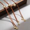 Gold Color CCB Star Sun Heart Y-Shaped Necklaces for Women Ladies Velvet Rope Tassel Long Necklaces Vacation Jewelry Accessories