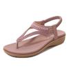 Seasonal New European And American Sandals Elastic Band Beads Soft Breathable Lightweight Comfortable Wedge One-Slip Flops