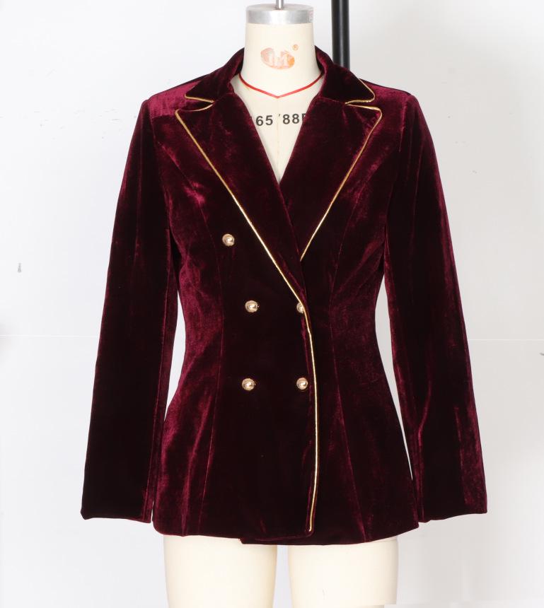 European-American Women's Slim Double-Breasted Color Block Evening Suit - Spring/Summer Collection