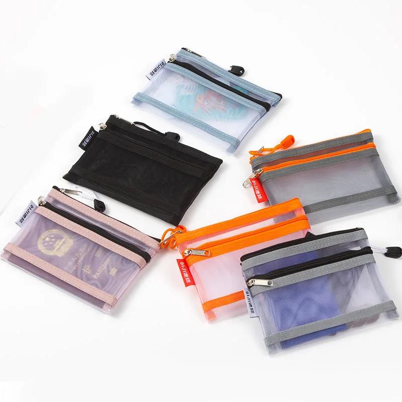 Zipper Mesh Lipsticks Cards Earphones Organizer Pouch for Coins Keys Travel Storage Case with Multiple  Money Card Storage Case