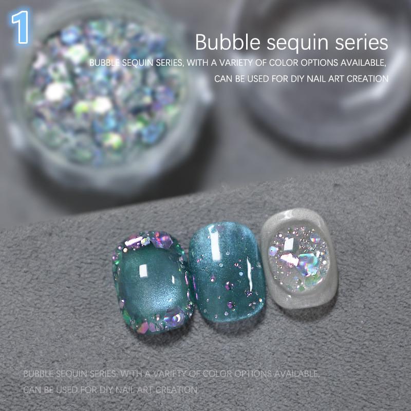 1Jar Bubble Nail Glitter Coarse Fine Mixed Large Glitter Irregular Hexagonal Sequin Diy Nail Jewelry Decoration Material