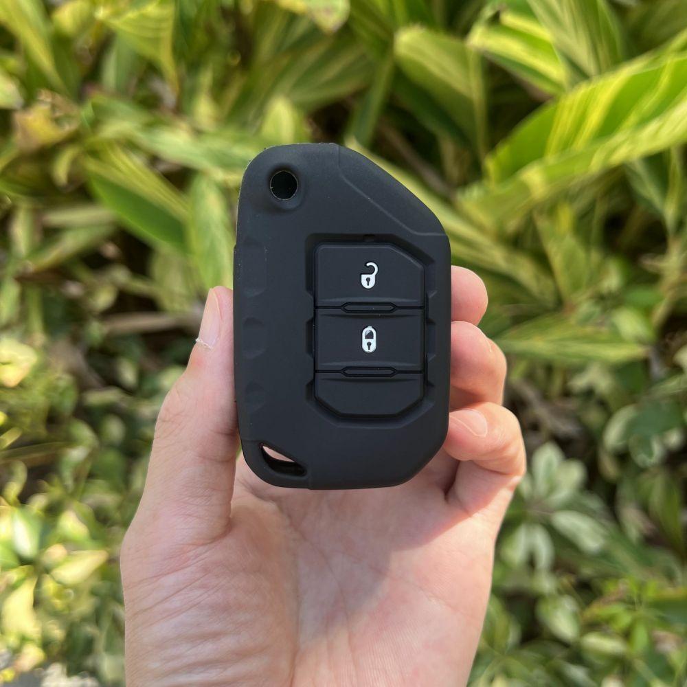 

fit for Jeep 2018 2 button2019 Wrangler JL JLU Flip Remote Protected silicone rubber cover case skin cap set hood shell keychain
