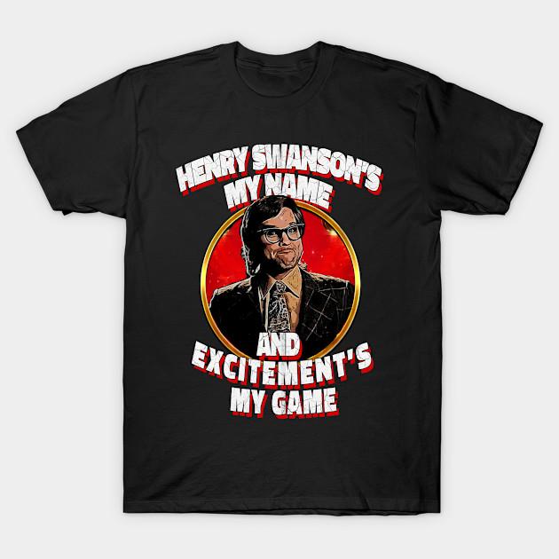 

Men Black Print T-shirt Big Trouble - Henry Swanson T-Shirt - Classic Comedy Character Apparel No-Cut Transfer Paper Print Cotton Tshirt L чёрный