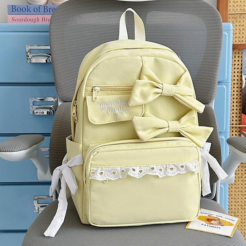 School bag, Japanese style INS cute bow soft girl backpack, high aesthetic academy style, sweet backpack for middle and high school girls