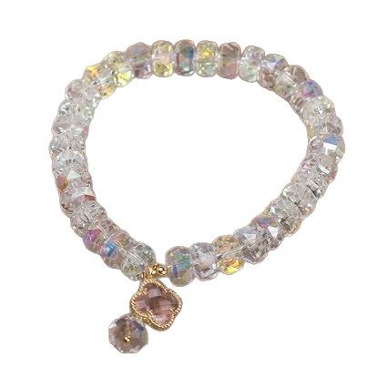 Women Fresh Sweet Crystal Bead Bracelet Handmade Petal Floral Geometric Bangle Travel Memorial Gift Jewelry