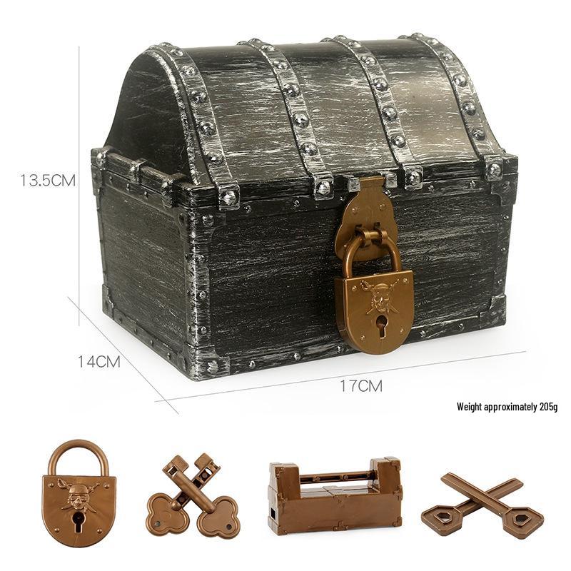 Pirate Treasure Chest Toy for Kids - Role Play Costume and Halloween Accessory 17x14x13cm