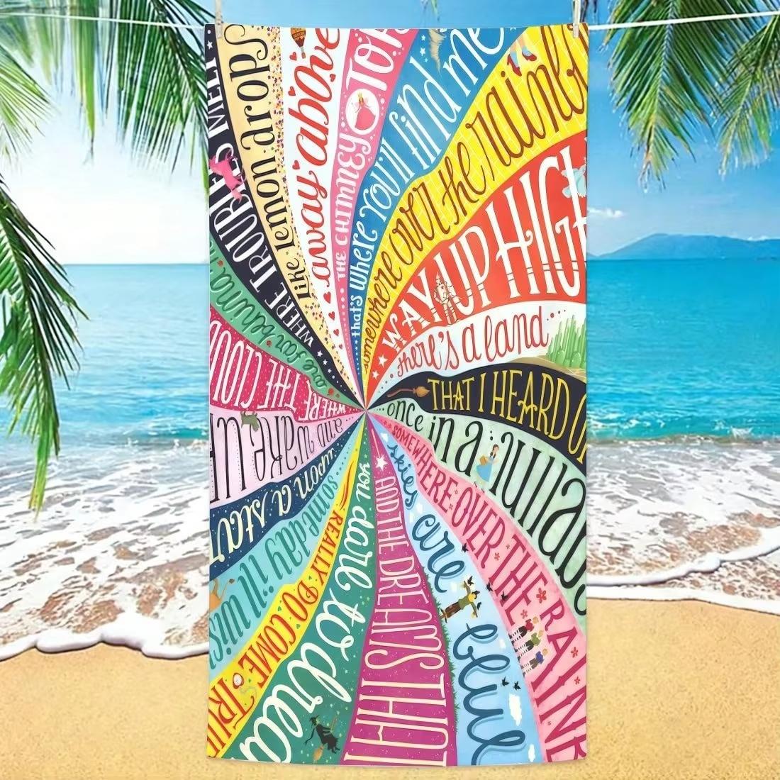 

Classic movie musical rainbow beach towel-Soft ultra-fine fiber,fast drying,oversized,movie night-Retro rainbow print beachtowel W30*H60(CM)
