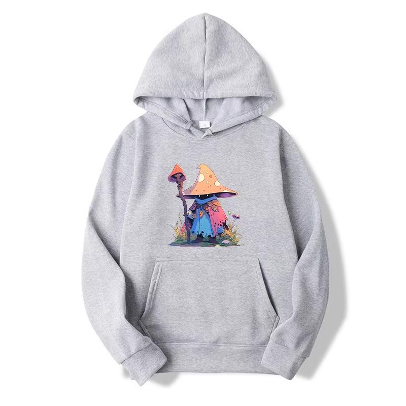 Men's Cartoon Mushroom Elf Print Hoodie - Long Sleeve Pullover Sweatshirt, Casual Streetwear