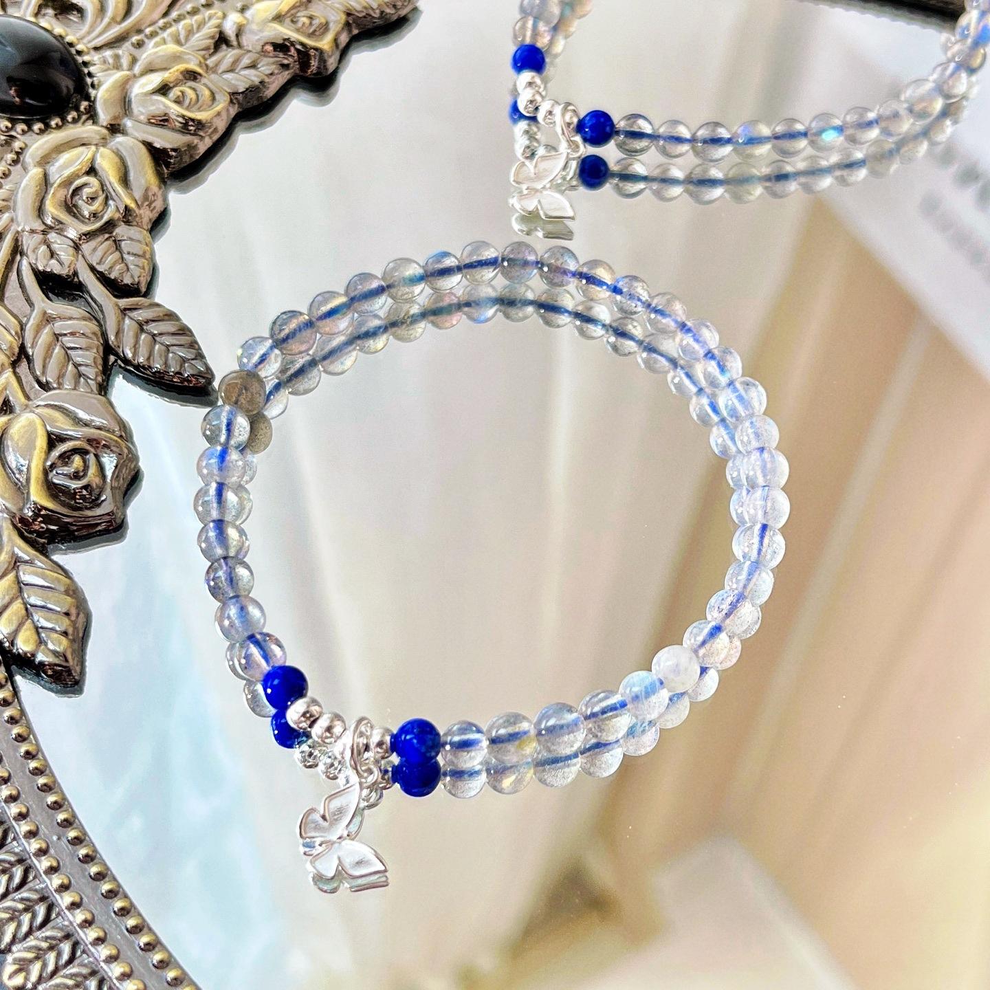 925 Silver High Quality Vitreous Natural Gray Moonstone Bracelet Bracelet