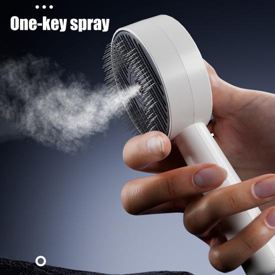 Pet Steam Brush for Dogs Cats Self Cleaning Hair Removal Brush with Release Button for Shedding Grooming 3-in-1 Spray Cat Comb for Long Short Hair