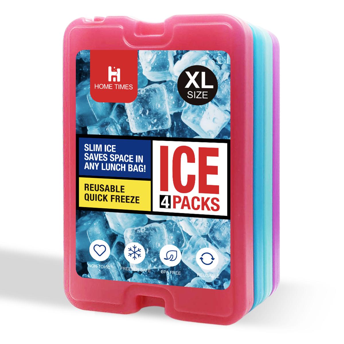 4 Pack Slim Reusable Ice Packs for Lunch Box, Long Lasting Cooling Freezer Cool Packs for Lunch Bags & Coolers