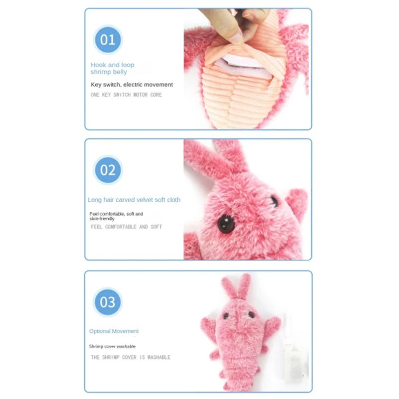 New Plush Electric Lobster Cat Toys Movable Simulated Lobster Teasing Cat Dogs Toy Usb Rechargeable Cat Interaction Pet Supplies