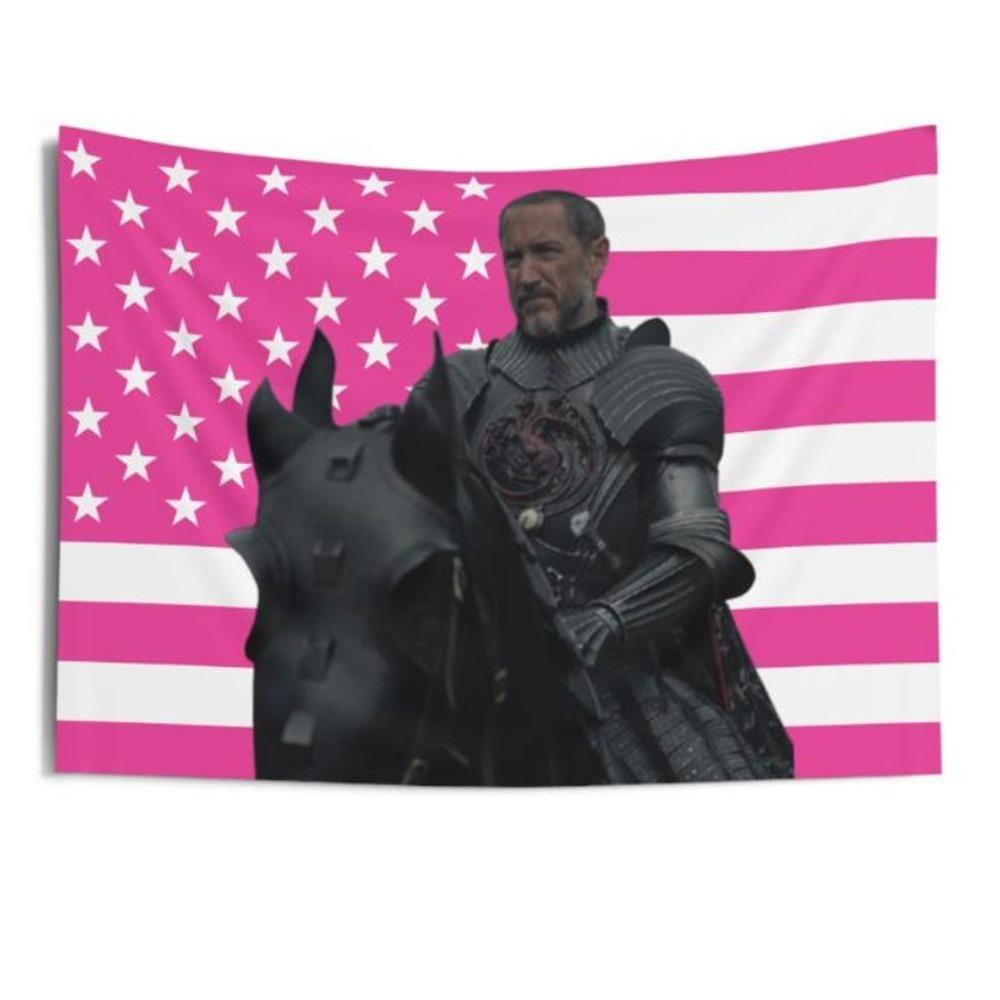

Knight On Horse Pink Flag Tapestry Single Sided Print Soft Polyester Wall Tapestry Bedroom Living Room Medieval Decor Bold Gift 74x94cm(29x37in)