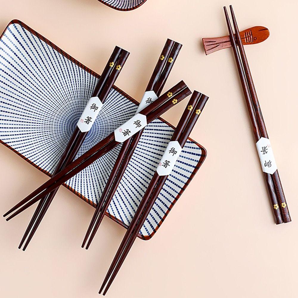 Sushi Noodles Elegant Rustic Wooden Reusable Kitchen Utensils Flatware Chopsticks Tableware