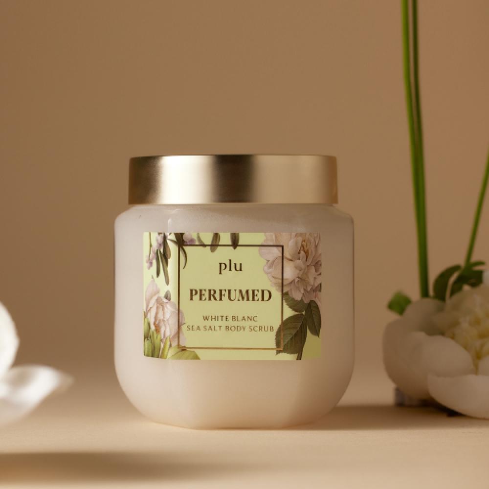 Plu Perfumed Sea Salt Body Scrub 500g White Blanc + Silver Spoons Perfumed Sea Salt Body Scrub 500g White Blanc