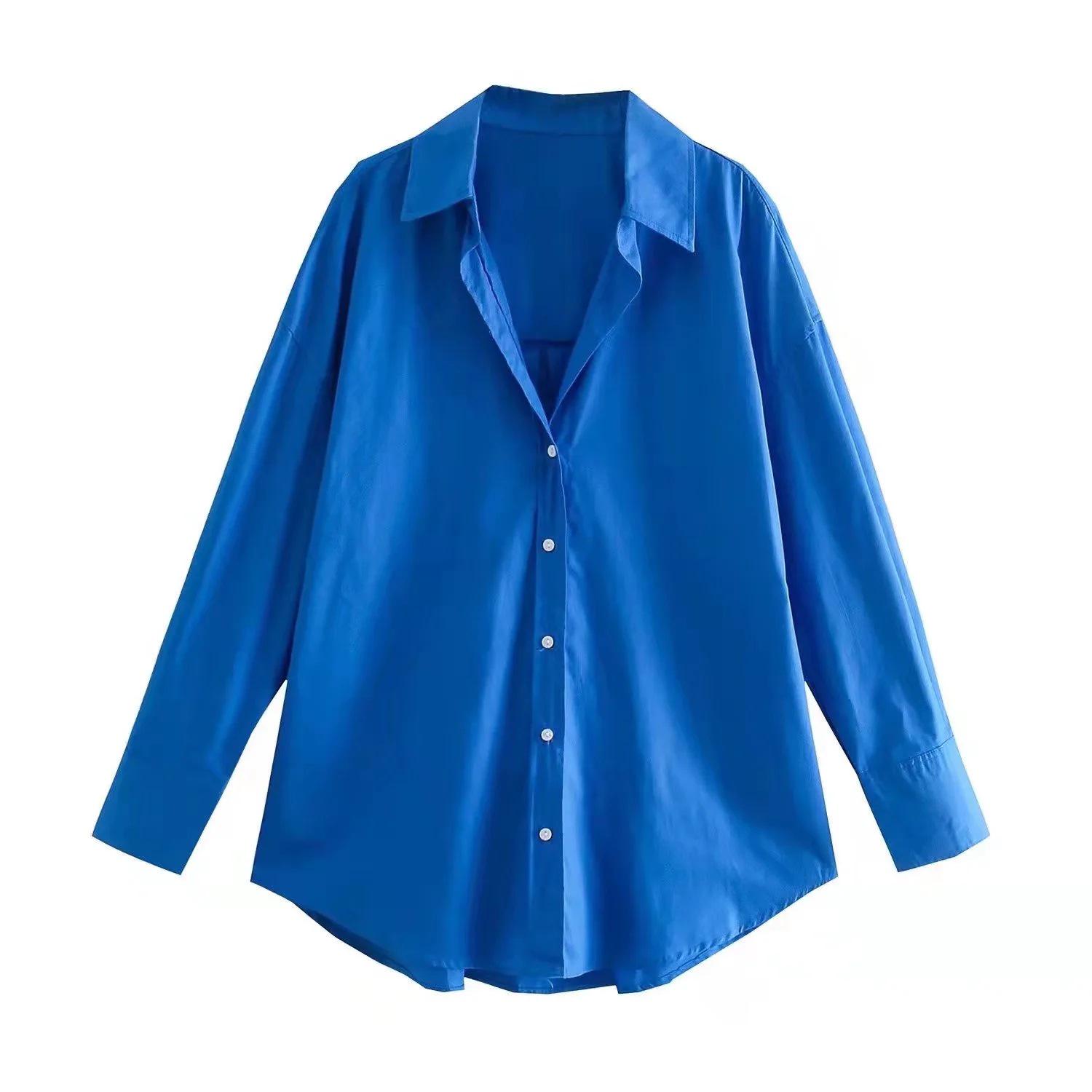 

Spring-Summer 2025 Women s Slimming Lapel Shirt - Mid-Length, Long Sleeve, Loose Fit Small