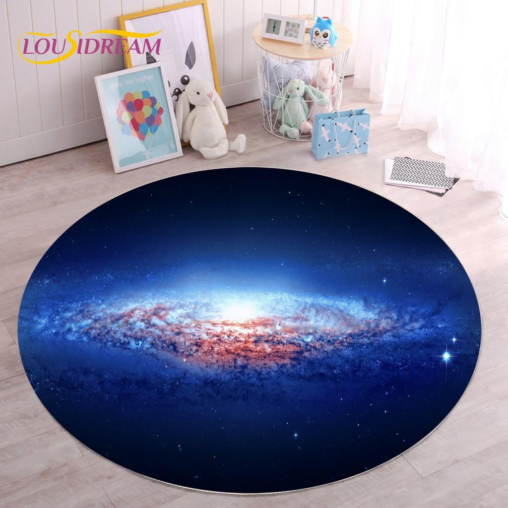 HD Galaxy Universe Space Stars Runder Teppich, Teppich für Wohnzimmer, Kinderzimmer, Sofa, Spielzimmer, Dekoration, rutschfeste Bodenmatte