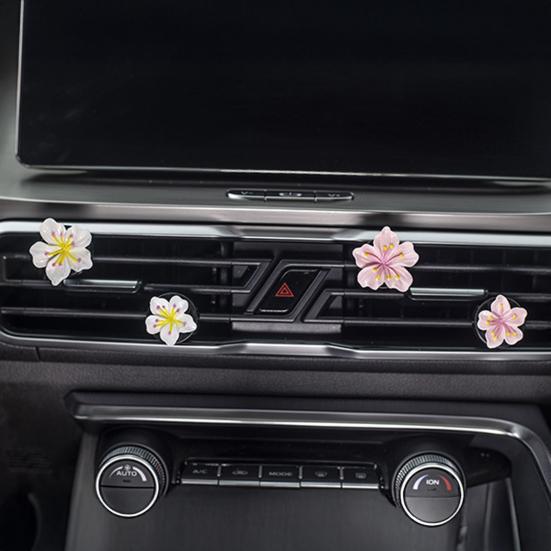 1 Pair Flower Air Vent Clip Peach Blossom Air Conditioning Outlet Clip for Women Girls Cute Car Air Freshener Decor for Interior Accessories