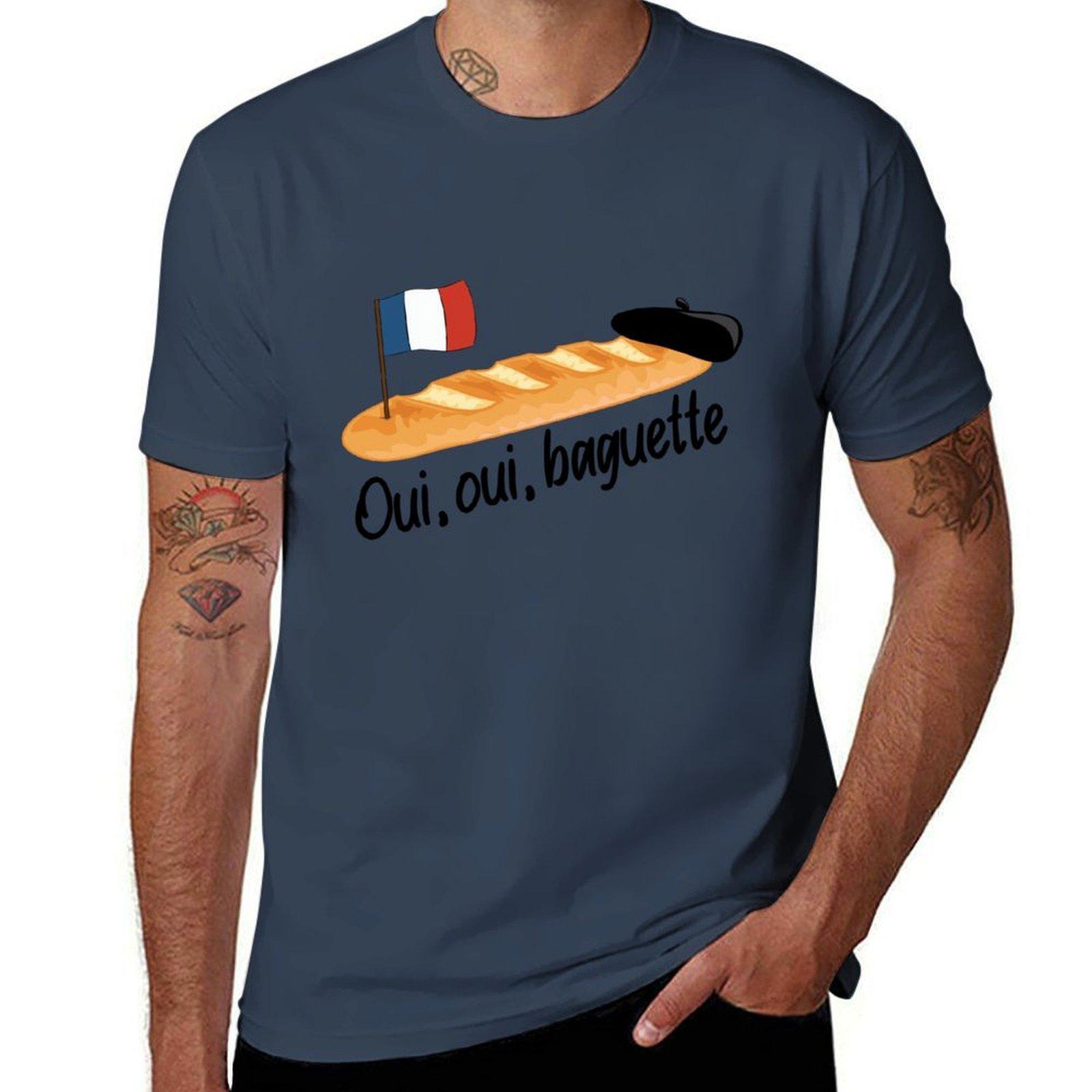 Oui Oui Baguette Funny French TShirt Vintage Style Printed Top S