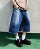 MAKEITTO Cut-Line Denim Bermuda Pants_Blue