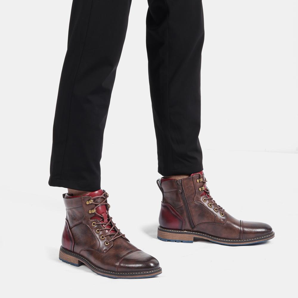 Größe 39 ~ 48 Retro-Herrenstiefel, modische, bequeme Herren-Lederstiefel